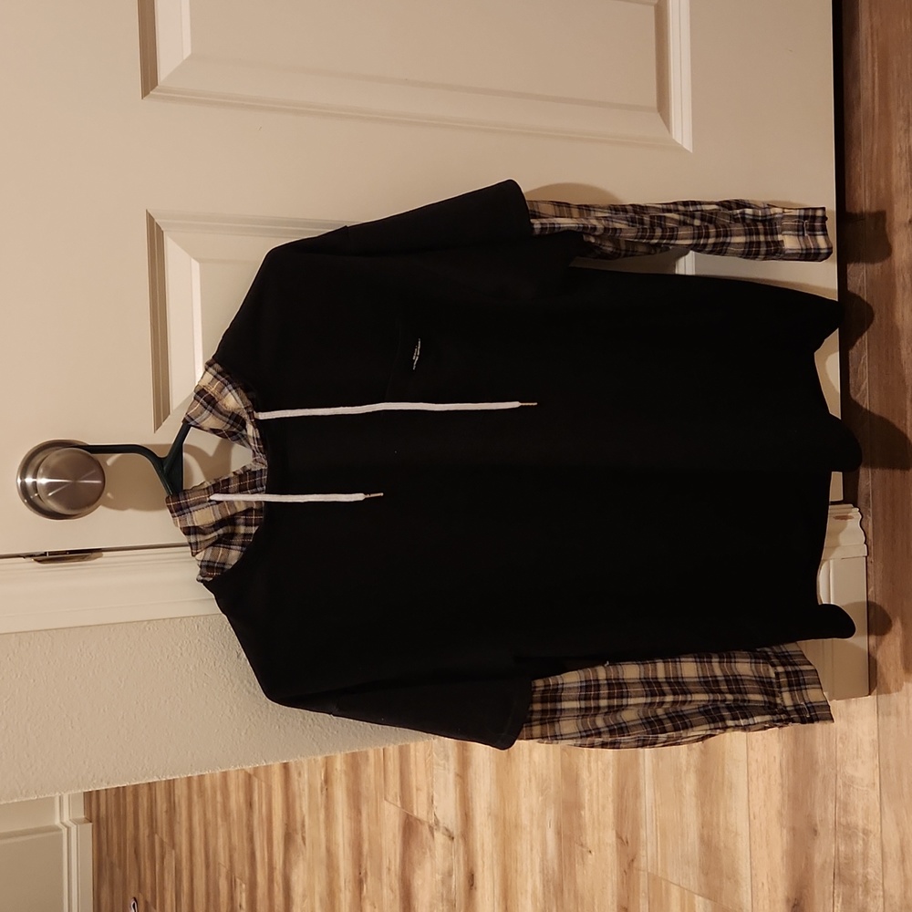 Shein Large Oversized Black/Plaid Hoodie